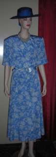 Liz Claiborne Wedgwood Blue Floral Dress Sz 12  