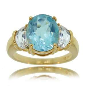   in 10K Yellow Gold   3 Carat Blue and White: GEMaffair Jewelry