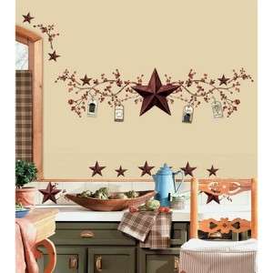 COUNTRY STARS & BERRIES WALL DECALS Berry Stickers Rustic Primitive 