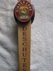 DESCHUTES CIDER CONE RED WOODEN TAP HANDLE. NICE SHAPE.  