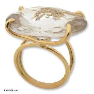  Gold and quartz ring, Infinity 7.5 (US Ring Size 