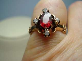 Vintage 10K Rose Gold Ruby Doublet and Seed pearl Ring  