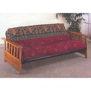  Frame Futon in Mission Style Solid Oak Wood Finish Arms Sofa (Frame 