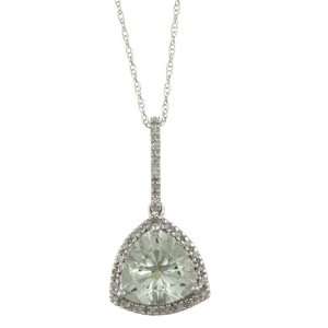   6cttw Trillion Green Amethyst and Diamond Pendant Necklace: Jewelry