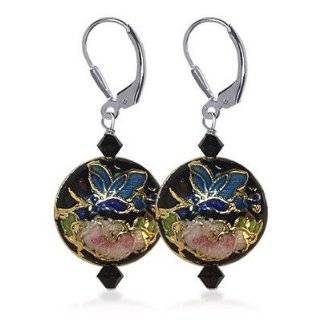 SCER178 Sterling Silver Crystal and Cloisonne Bead Earrings Made with 