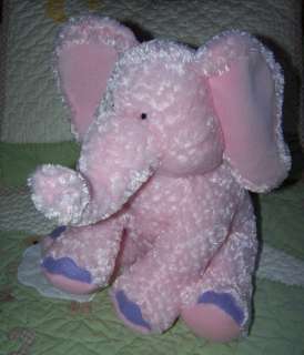 Russ Stuffed Plush Pink/Purple Rattle Elephant Ella Toy 11 EUC 
