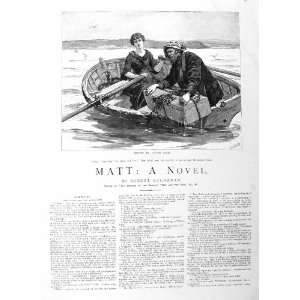   1885 ILLUSTRATION STORY MATT LADY MAN FISHERMAN BOAT: Home & Kitchen