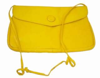 Vintage Lemon Yellow Leather Purse Brazil 1980’S  