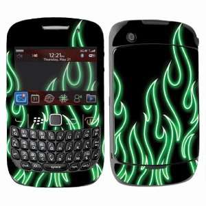   Protection Decal Skin Green Neon Flames Cell Phones & Accessories