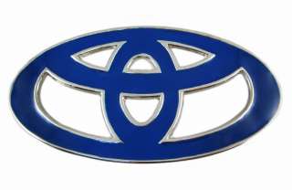 Chrome / Blue Enamel Toyota Logo Belt Buckle  