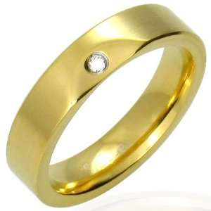   Gold Plated Stainless Steel CZ Ring Size 10 