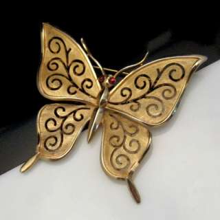 Crown Trifari Cutout Butterfly Brooch Closeup 1