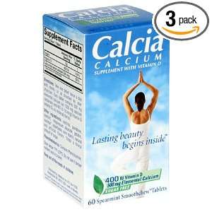 Calcia Calcium Supplement Tablets with Vitamin D, Spearmint, 500 mg 