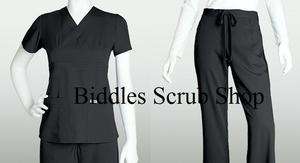 Greys Anatomy Scrub Set Black 4153 Top with 4232 Pants Size Choice 