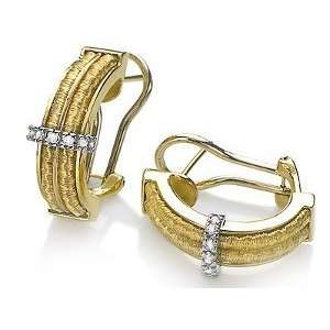   Gold Hand Crafted Designer Earrings with Pave Set Diamonds. Jewelry