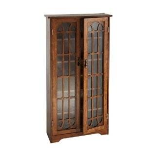   Cabinet with Glass Doors, Antique Walnut:  Home & Kitchen