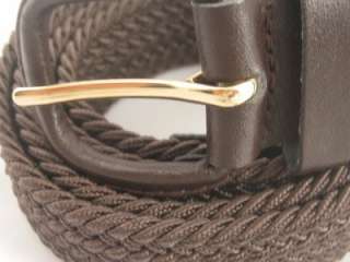 MENS Quality BROWN Braided Elastic Stretch Belt 34 36 M  
