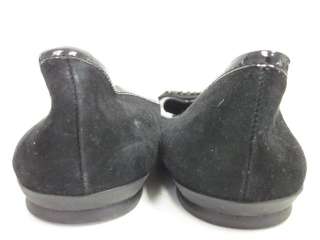 FRANCO SARTO Black Suede Chain Detail Flats Shoes Sz 10  