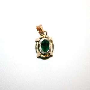 14k SOLID gold NATURAL oval GREEN TOURMALINE pendant  