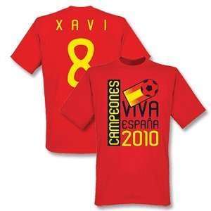  2010 Spain World Cup Winners Tee   Red + Xavi 8: Sports 