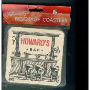  Personalized Beverage Coasters. 6 pieces. HOWARDS BAR 