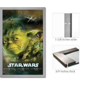  Silver Framed Star Wars Poster Yoda Blu Ray Cover 1448 