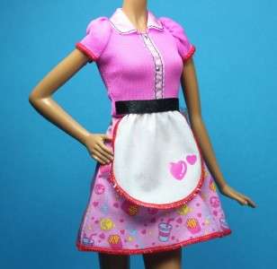 Pink Purple Blue Waitress Dress Uniform Outfit for Barbie  