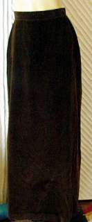 70s Chocolate brown cotton velvet long skirt 25 waist  