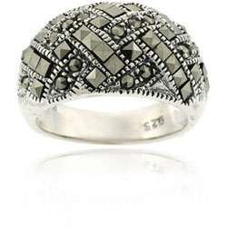 Sterling Silver Marcasite Criss cross Ring  