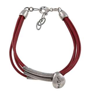   Sterling Silver and Red Leather Love Drop Bracelet  