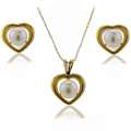 DaVonna 14k Yellow Gold Freshwater Pearl Heart Jewelry Set (5 5.5 mm 