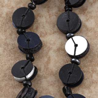 Black and Grey Flat Disc Bead Necklace (India)  