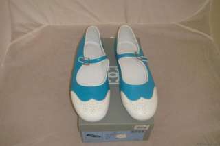 NIB AUTH CHANEL BLUE WHITE MARY JANE FLATS SLIPPERS 40  
