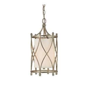   Foyer, Winter Gold Finish with Frosted Glass with Pleated Fabric Shade