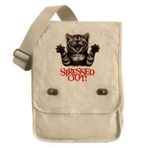    Messenger Field Bag Khaki Stressed Out Cat 