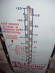 ANTIQUE RED CROWN GASOLINE THERMOMETER GREAT LARGE PORCILAN 