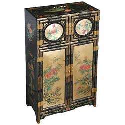 Antique Style Gold/ Black Chinese Storage Cabinet  