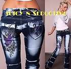 Crazy Age Jeans PURPLE BUTTERFLY III +Ed Hardy tattoo♥ waist 24 