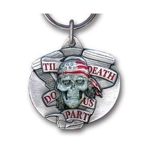  Motorcycle Pewter Keychain  Til Death Do Us Part 