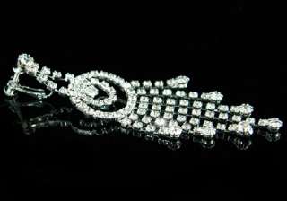 Queen Pageant Rhinestone Chandelier Clip Earrings E1025  