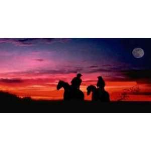   License Plate   COUPLE RIDING HORSES AT SUNSET   1975 Automotive