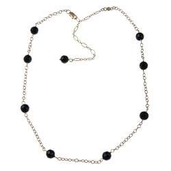 Gems For You 14k Yellow Gold Black Onyx Necklace  Overstock