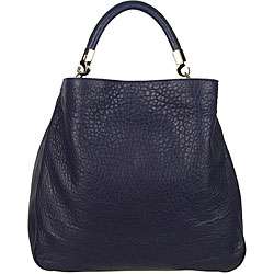 Yves Saint Laurent Roady Navy Blue Pebbled Leather Tote  Overstock 