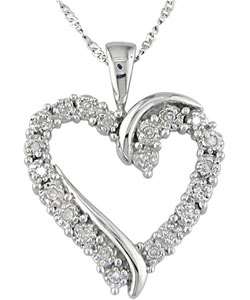 10k White Gold 1/10ct Diamond Heart Pendant  