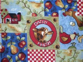 New Dairy Cow Fabric BTY Chicken Barn Country  