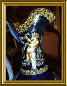 ANTIQUE FRENCH FAIENCE *SIGNED* GIEN MAJOLICA PITCHER  
