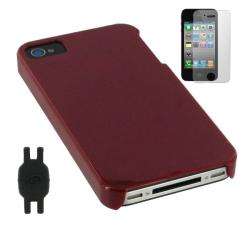 rooCASE iPhone 4 Red Slim Shell Case 3 in 1 Bundle  