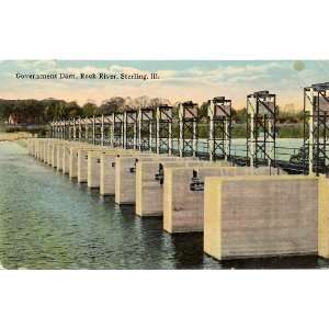   Vintage Postcard   Government Dam   Rock River   Sterling Illinois