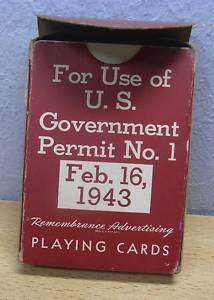 Vintage Playing Cards 1943 US Government Pinochle #BD  