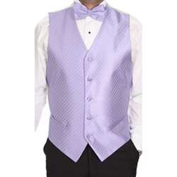 Ferrecci Mens Lavender Patterned 4 piece Vest Set  